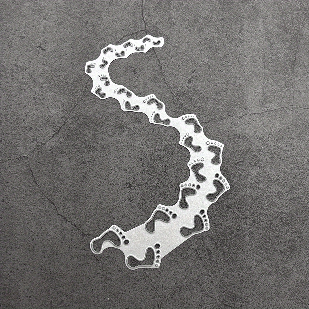 Image of 1pc Footprint Background Cutting Dies, Footprints Winding Road Die Cuts Metal Embossing Stencils Template Mould For Card Scrapbooking And Diy Craft Album Paper