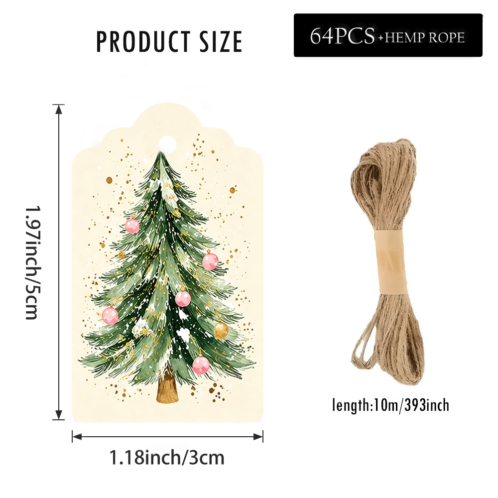 TEMU 54 Christmas-themed Gift Tags With , Featuring Illustrations In A Watercolor Design To Festive Joy. Suitable For Gift Tags, Holiday Presents,