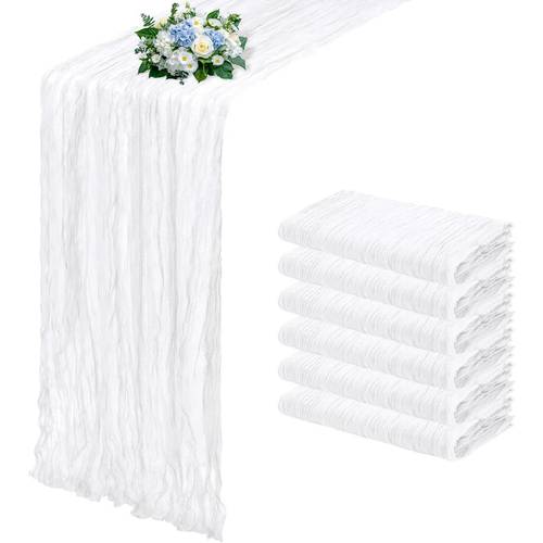 6 pack boho gauze table runners 21 7 72 8 inch semi sheer cheesecloth fabric polyester 70 80 g for wedding baby shower birthday home garden farmhouse decoration by
