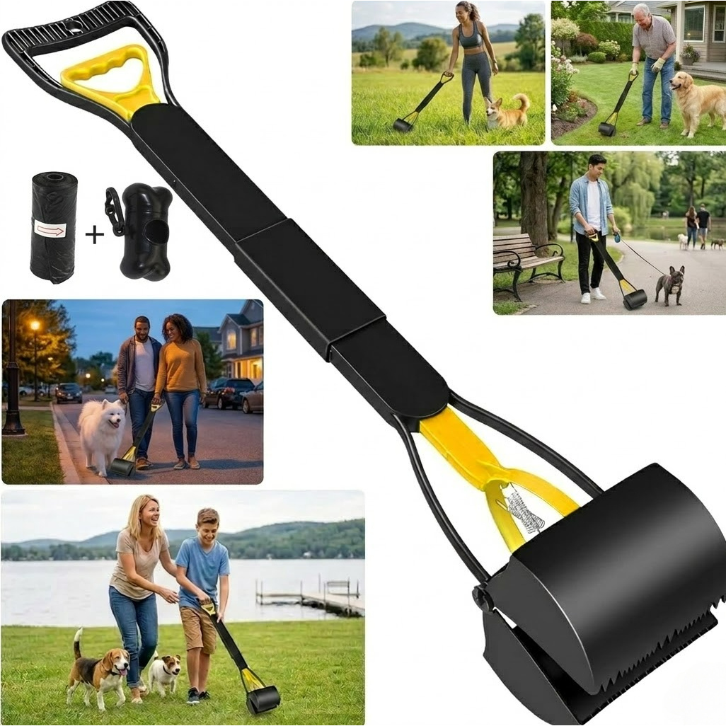 TEMU 81cm Long Handle Dog Poop Scooper (3pcs Set), Convenient Medium To Large Pet Dog Waste Collector, Heavy-duty Foldable Pet Feces Tool, Suitable