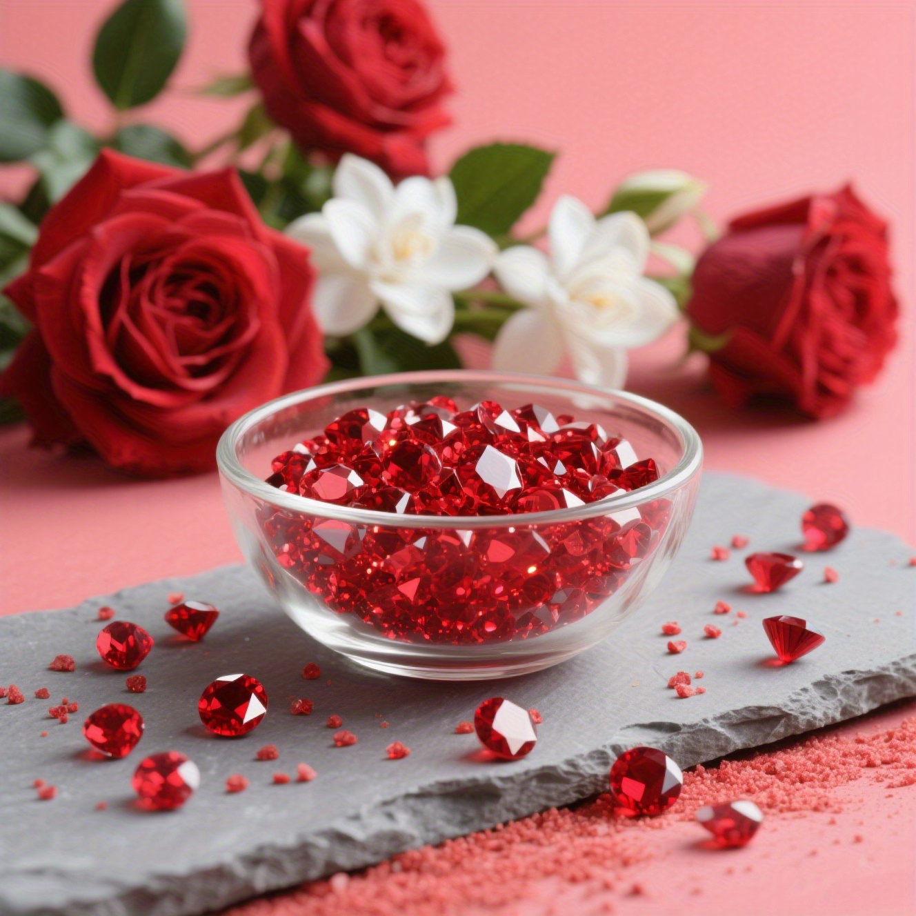 TEMU 1200pcs Of Red Diamonds, Suitable For Vase Filling, Home Decor Vase Fillers, Centerpiece Decorations, Wedding Supplies, Craft Pearl Beads,