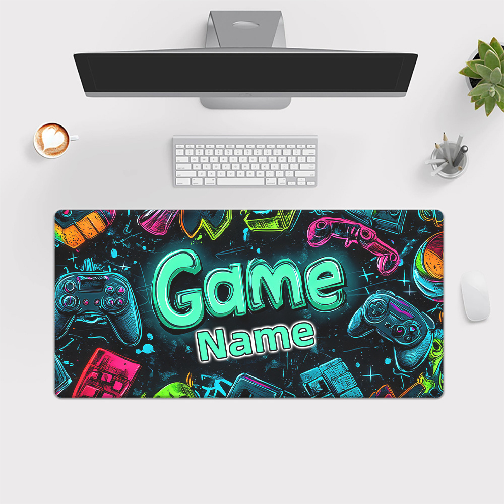 Custom Name/text, Esports Game Theme Pattern Hd Printed Desk Pad, Multi-functional Xxl Mousepad, Keyboard Gaming…: retailer-supplied image