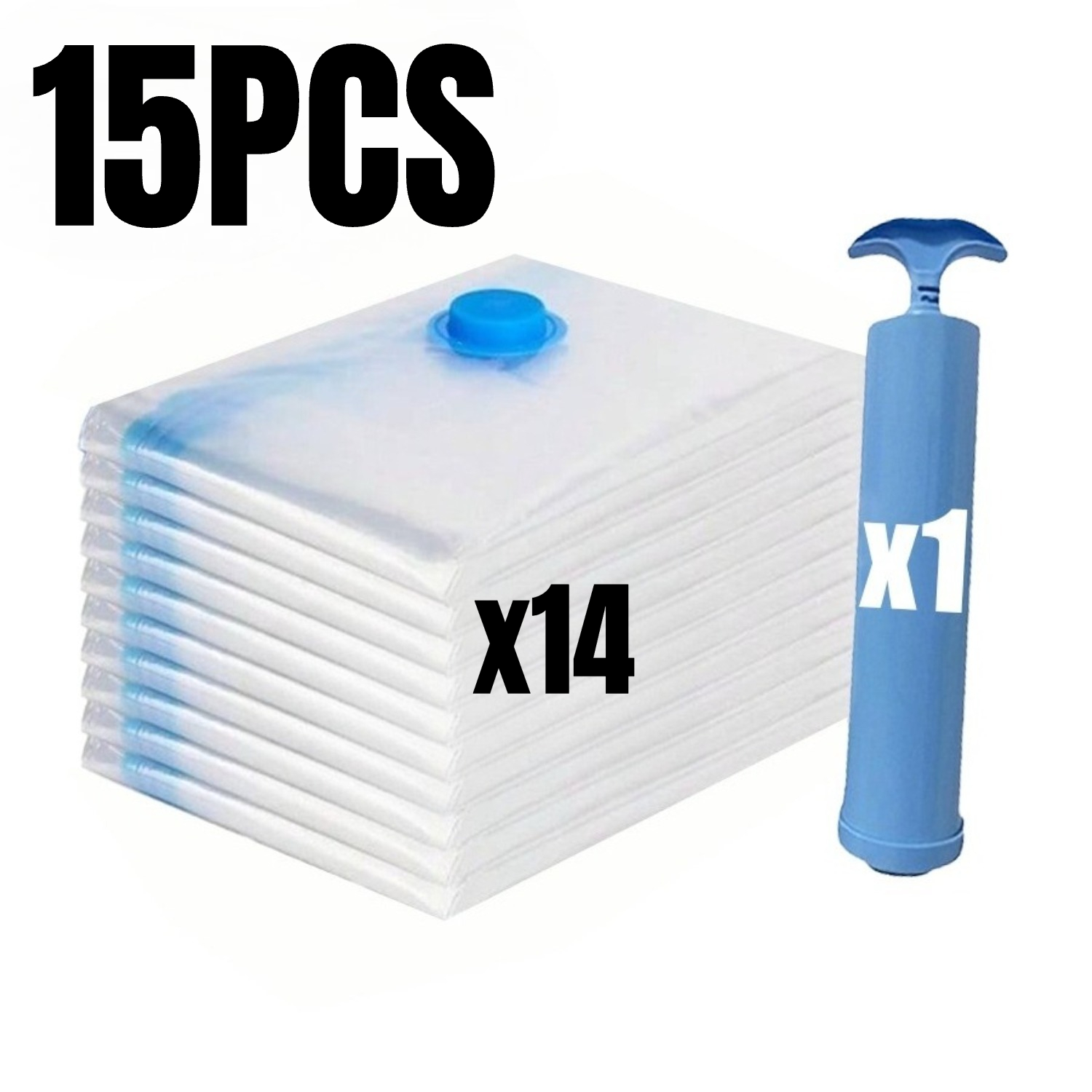 15/10pcs Set Hand Pump Vacuum Sealed Storage Bag - Space-, Thick Storage Bag With Transparent Visibility - Suitable For Storing Bedding, Clothes, Blankets, Pillows, Ideal For Home And Travel Use