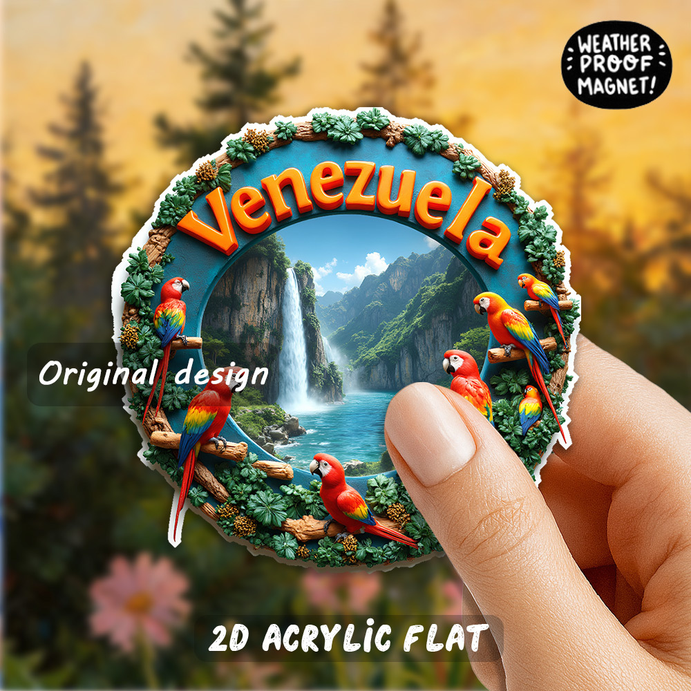 TEMU Imán de nevera de 1 pieza con temática de Venezuela, para amantes de la y - Decoración de Venezuela con loros coloridos y , acrílico, para