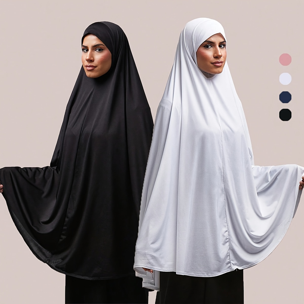 elegant solid color khimar hijab for women soft polyester non stretch windproof headscarf in black white ideal for daily wear festivals machine washable hijab scarf 0