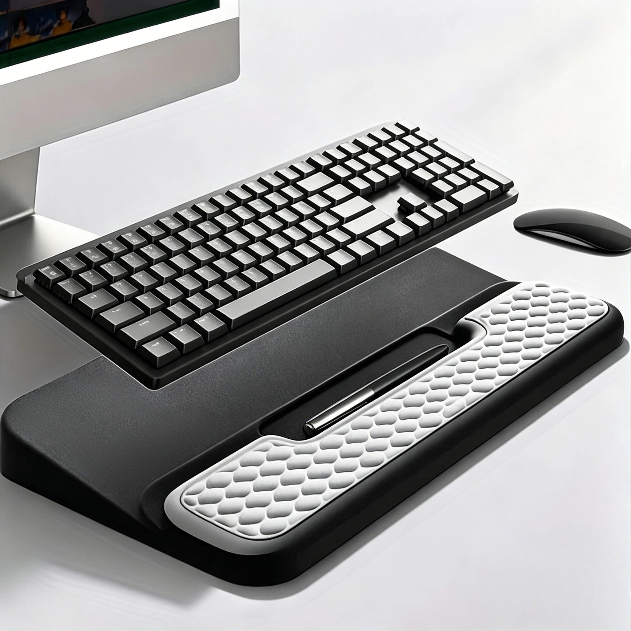 TEMU 2-in-1 Integrated Keyboard Wrist Rest Set, Ergonomic Keyboard And Mouse Wrist Rest, Mechanical Keyboard Wrist Rest Pad, Office Desk Wrist And