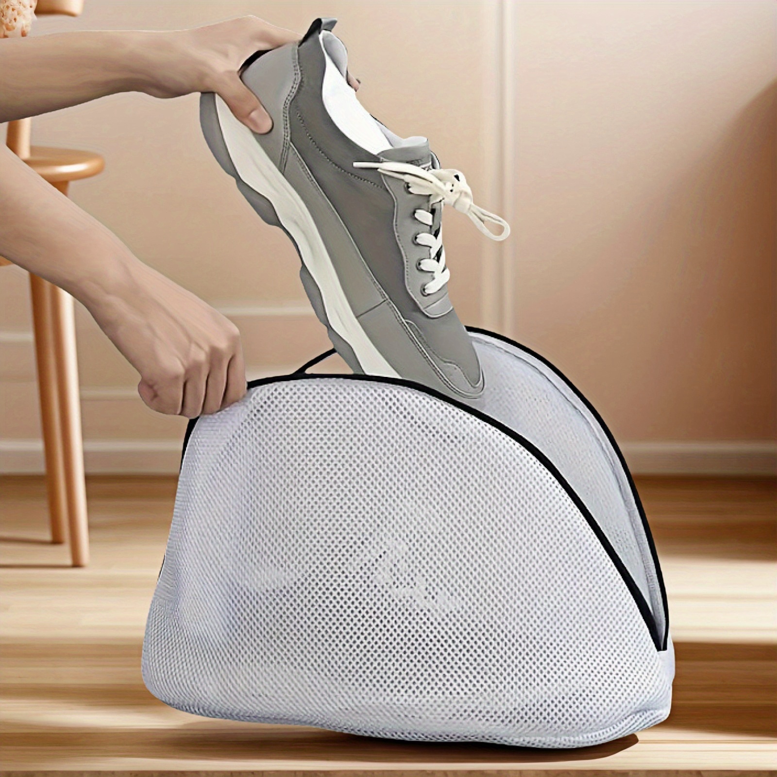 2Pcs Shoe Washing Machine Bag With 2 Adjustable Shoe Trees - Shoe