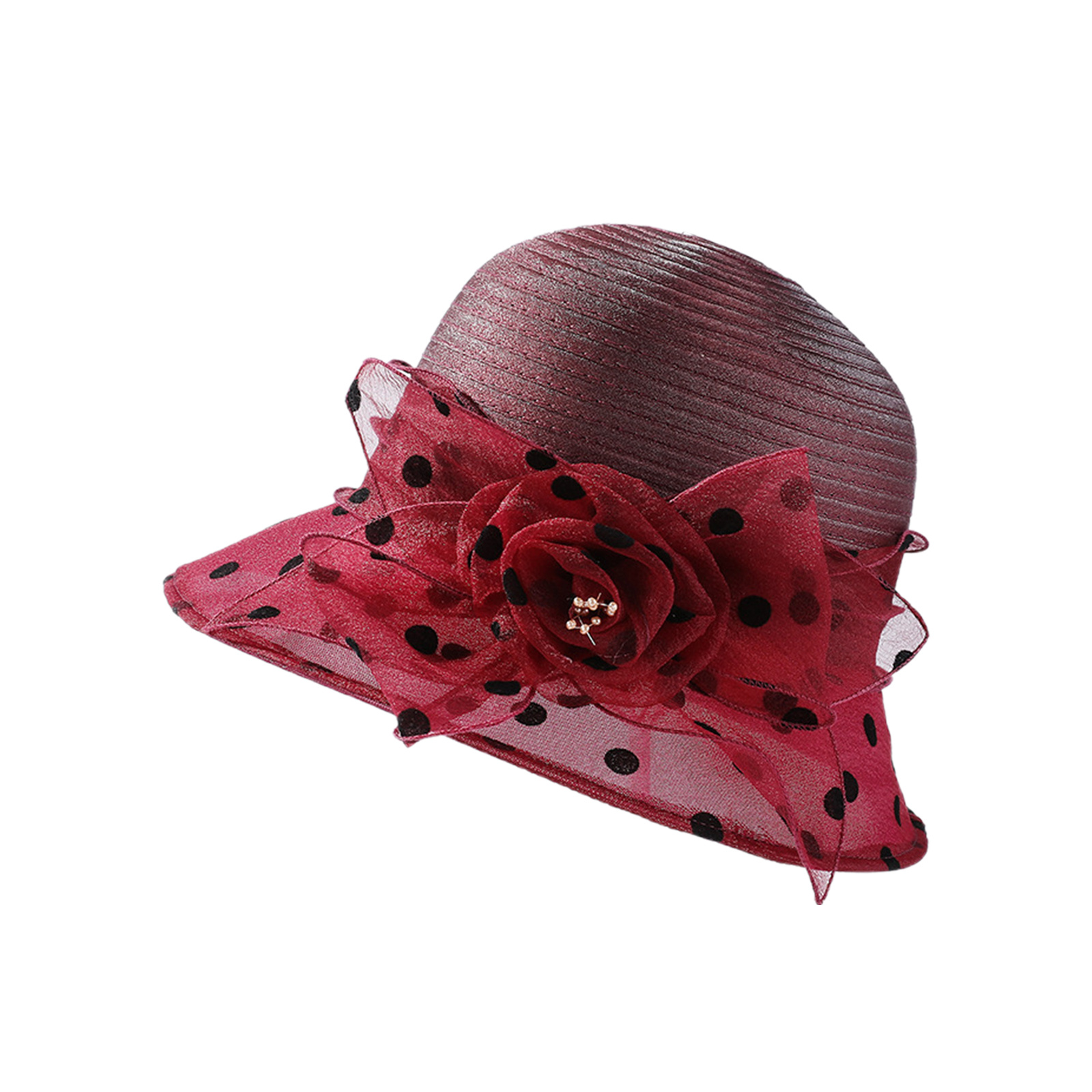 women organza hat 3d flower wide brim bucket hat breathable  display picture 1