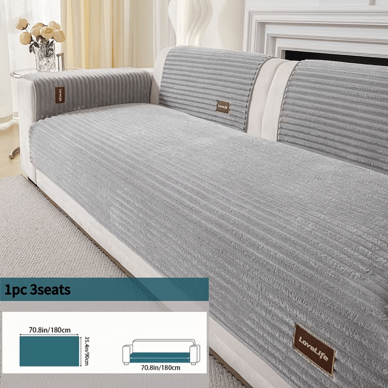 1pc Luxury Sofa Cushion Cover | Plush Polyester Sofa Pad Protector With Anti-slip Backing, Machine Washable Soft Flannel-like Texture - Pet-friendly, Fits All Sofa Types