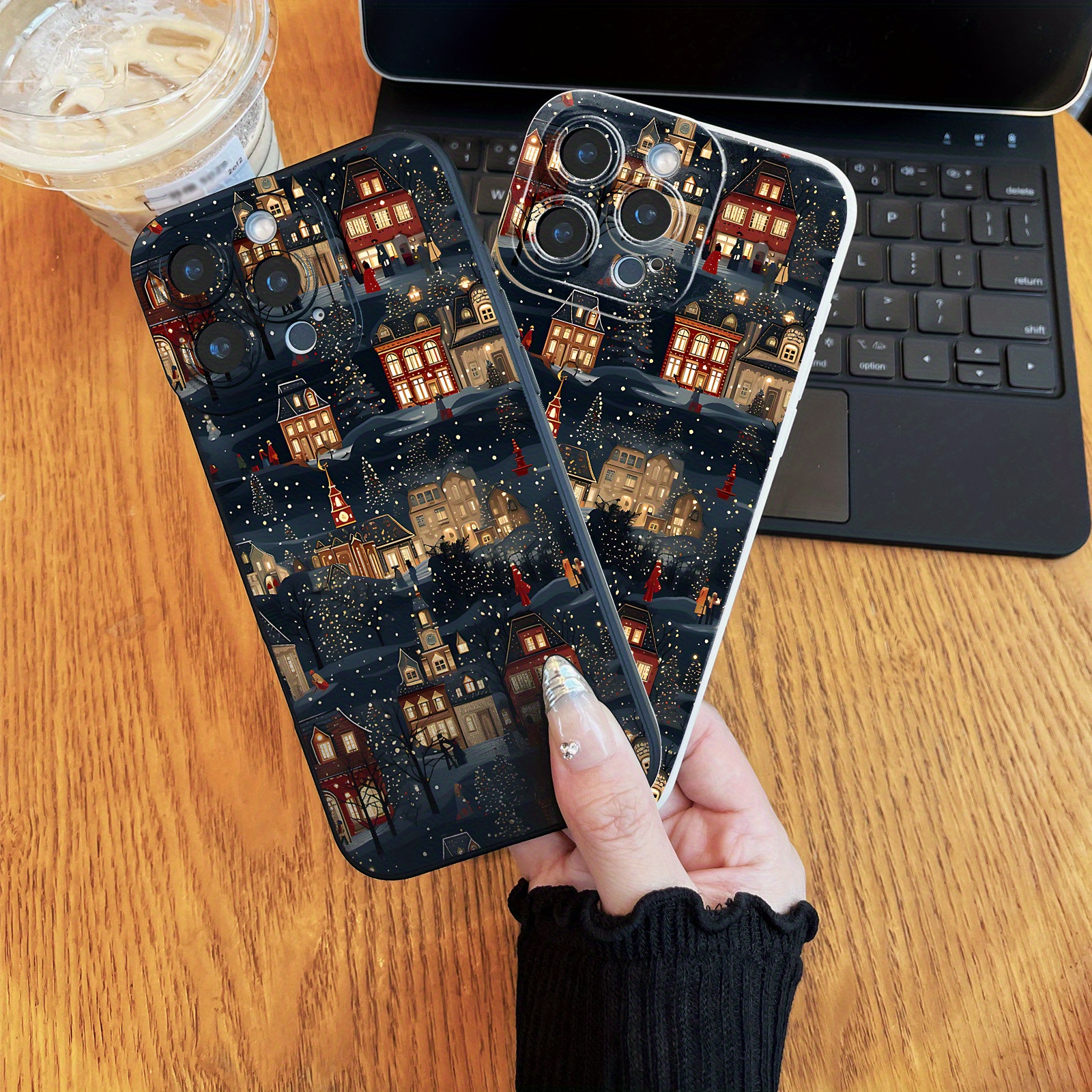 

Christmas Pattern Uv Printed Phone For Iphone 11 12 13 14 15 16 Xr X/ Xs 7 8 Se Smartphone For And