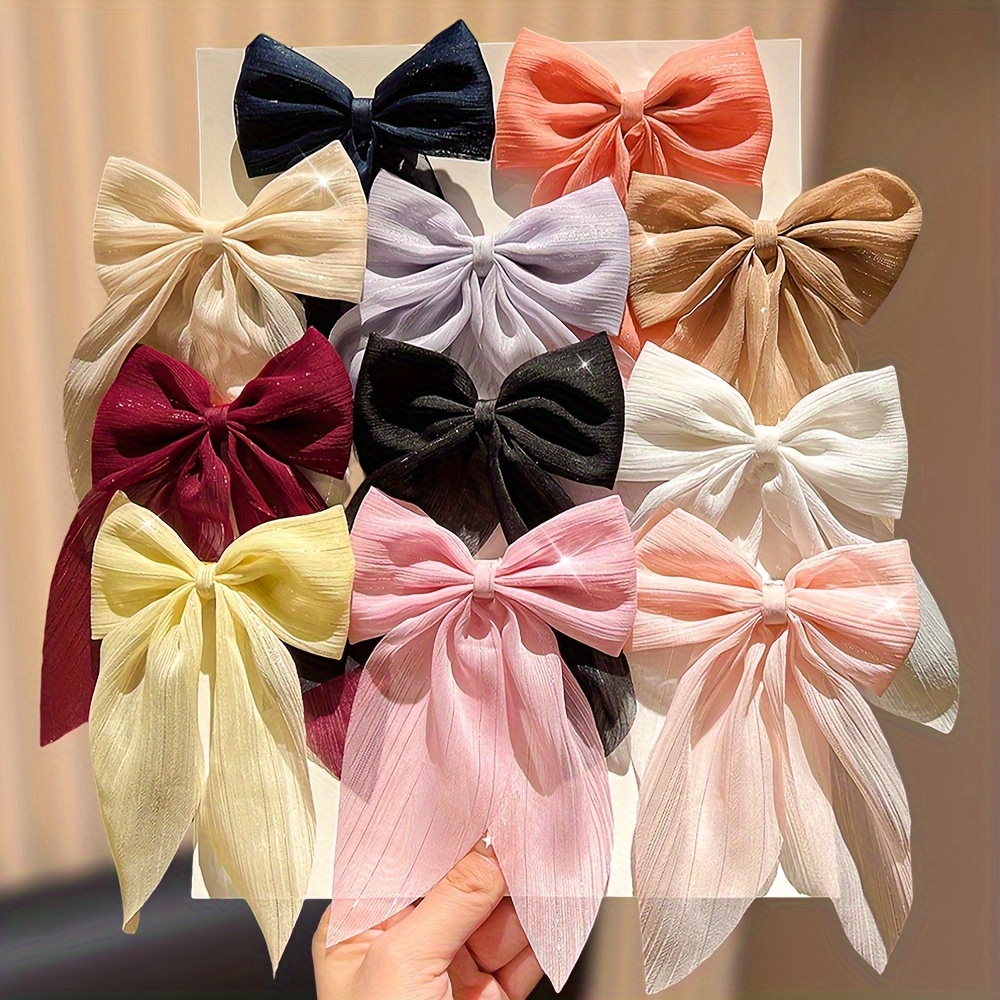 Haarschleifen-Clips 3er Set – Schwarz, Weiß, Rosa, 12 X 20 Cm, Aus Polyester, Schonend Zum Haar