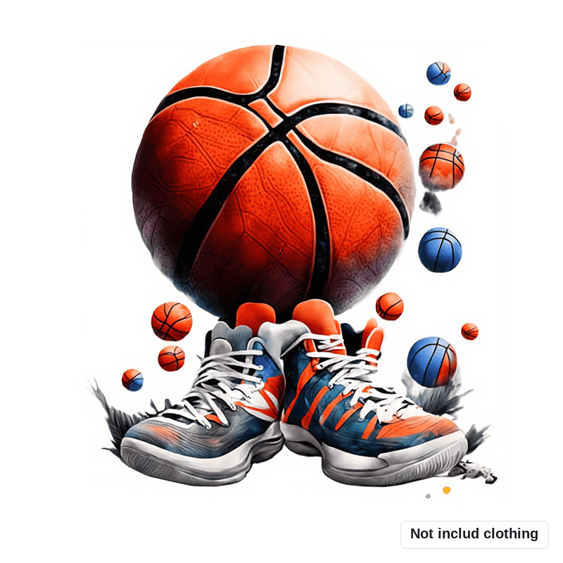 TEMU 1pc Basketball Ironing Heat Transfer Printing Vinyl T- Jeans Backpack Hat Pillow Press Stickers Suitable For Style Washable Heat Transfer