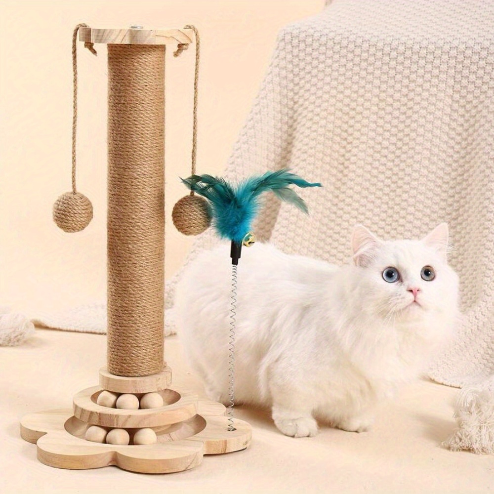 Image of Cat Toy Cat Scratching Post Cat Climbing Frame Cat Teaser Balls Solid