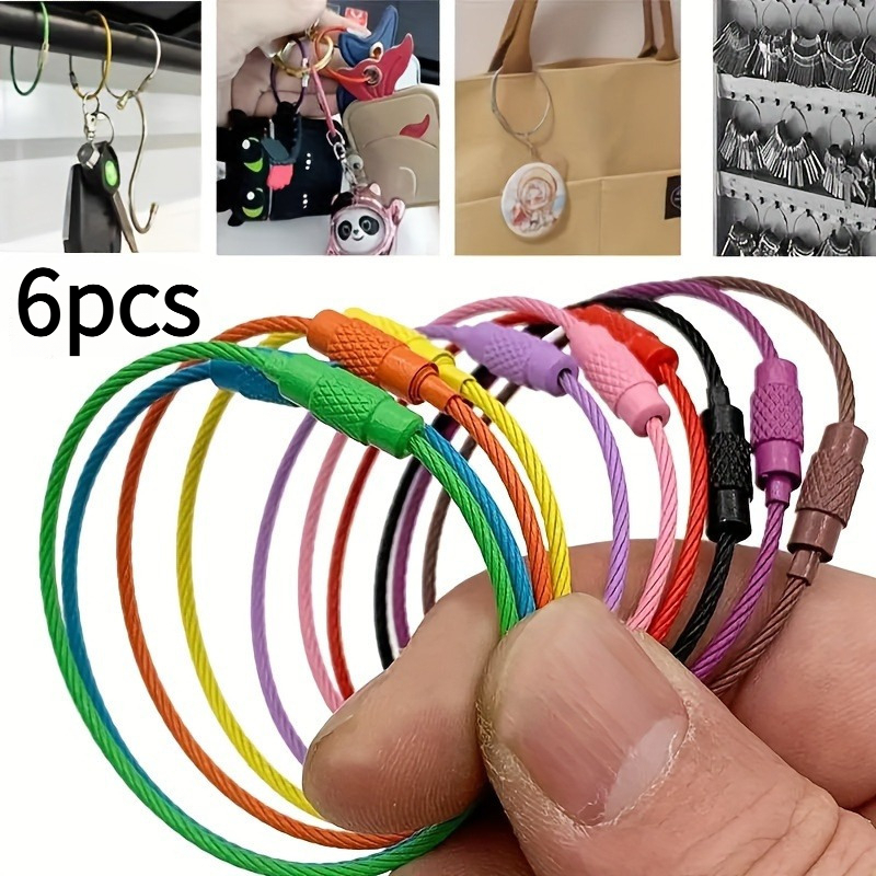 Temu – TEMU 6pcs Stainless Steel Keychains -release Safety Lock- Heavy-duty Metal Key Rings For Hiking, Camping, Outdoor Gear- Carrot Bracket For
