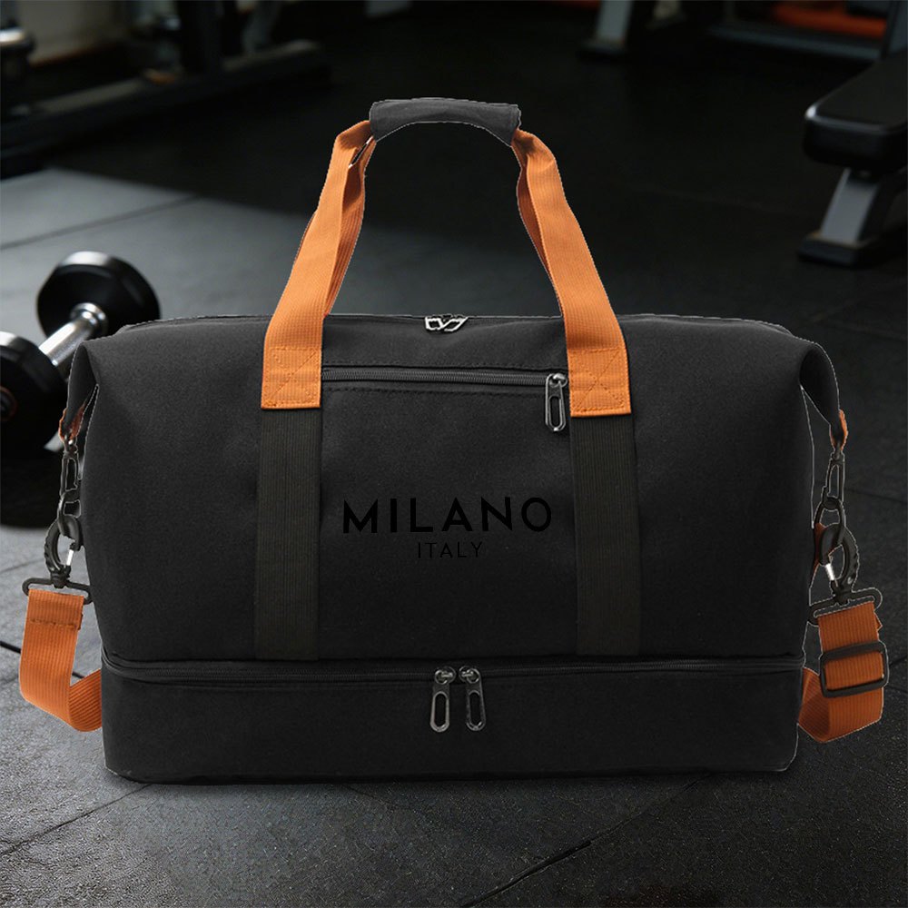 TEMU 1pc Italian Text Print Gym Tote Bag - Fashionable Color-block Travel Bag - Outdoor Sports Gym Bag - Single Shoulder Crossbody Tote Gym Bag Yoga