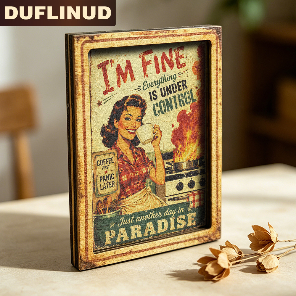 TEMU Aimant de réfrigérateur rétro et amusant, mini plaque décorative avec slogan humoristique, représentant une de consommation de café, autocollant