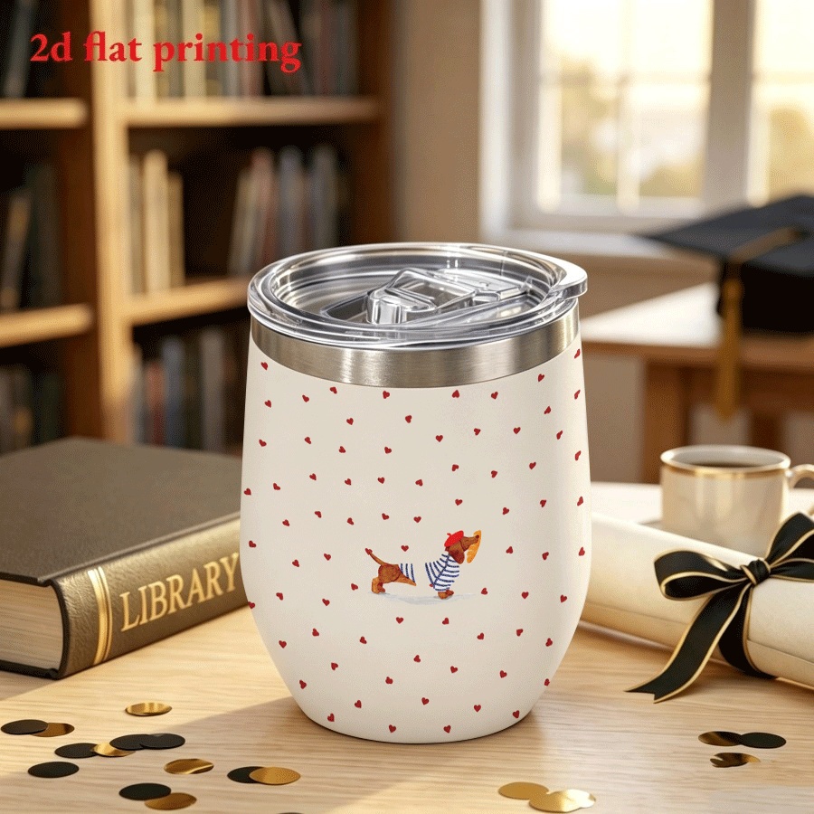 TEMU Tasse de voyage isotherme 1 pièce Teckel avec couvercle coulissant et gobelet - Teckel adapté pour thé, eau, tasse pour flasque, support léger