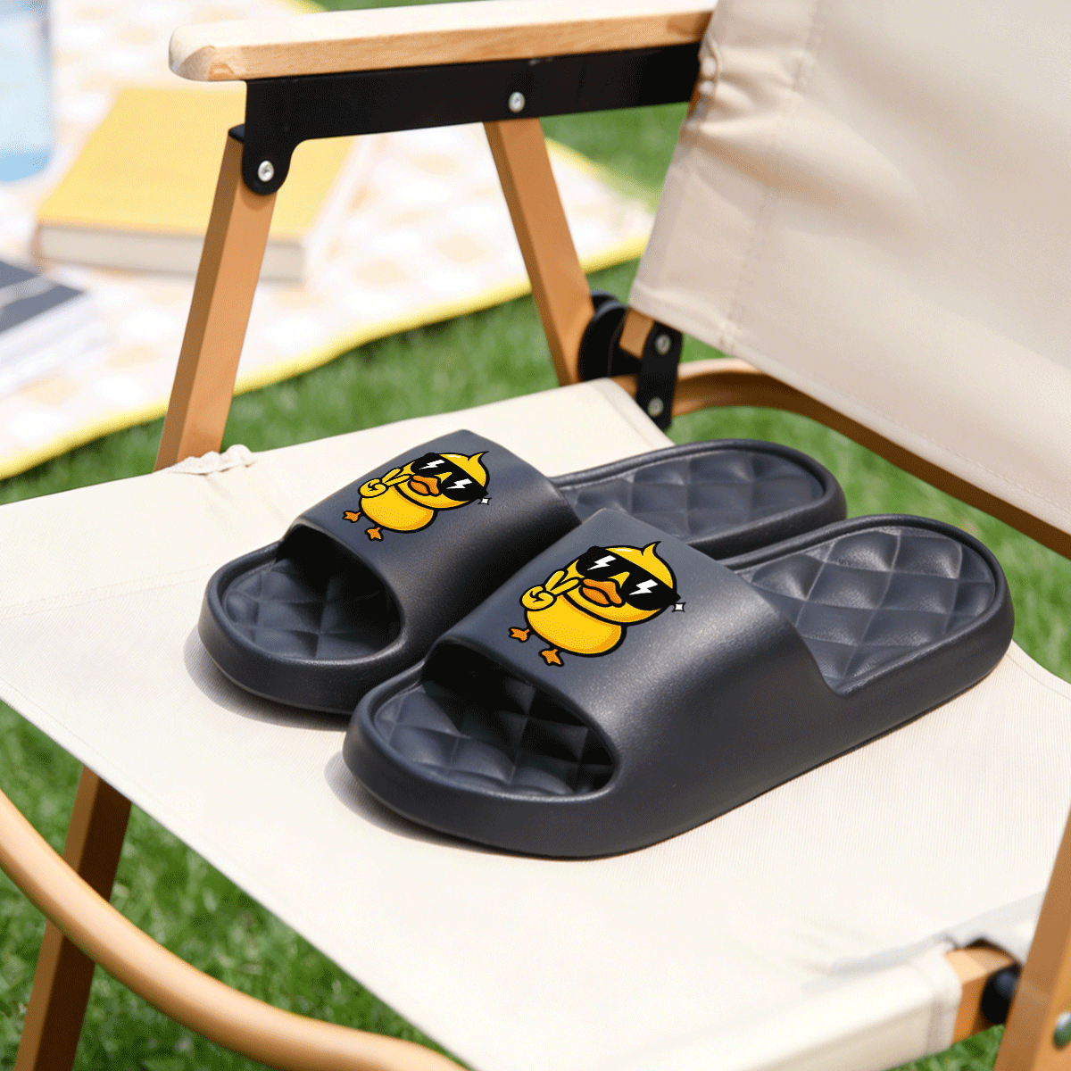 TEMU 1 Pair Duck Printed Beach Sandals, Plus-size Slippers, Indoor And Outdoor Slippers, Pool Slippers, Gym Slippersâsuitable For Business Trips,