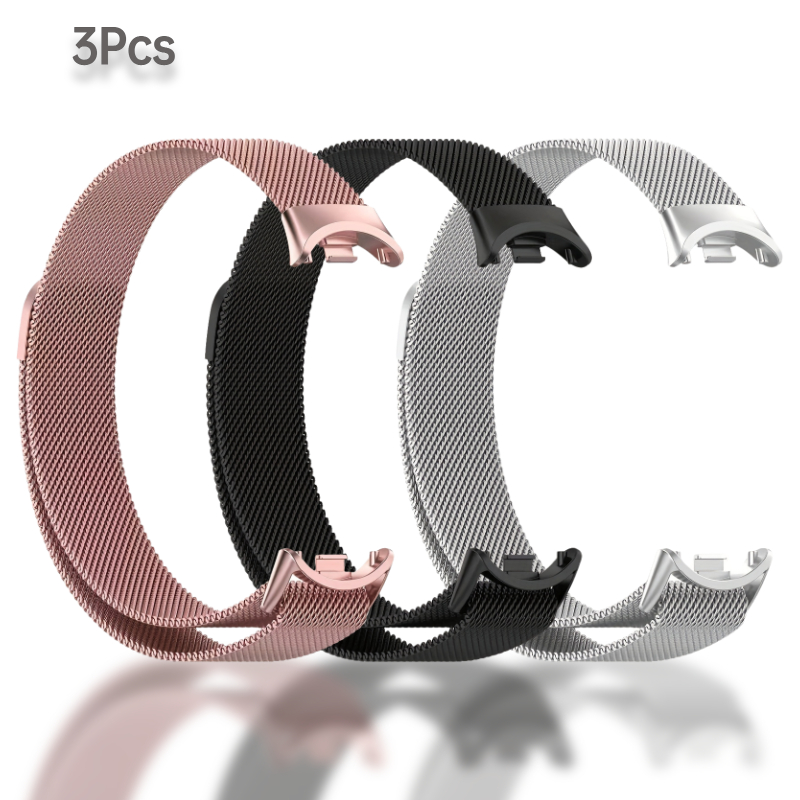 TEMU Set Of 3 Magnetic Stainless Steel Smart Bracelet Replacement Bands, Metal Straps Suitable For , 9, And 10, Adjustable Stainless Steel Mesh