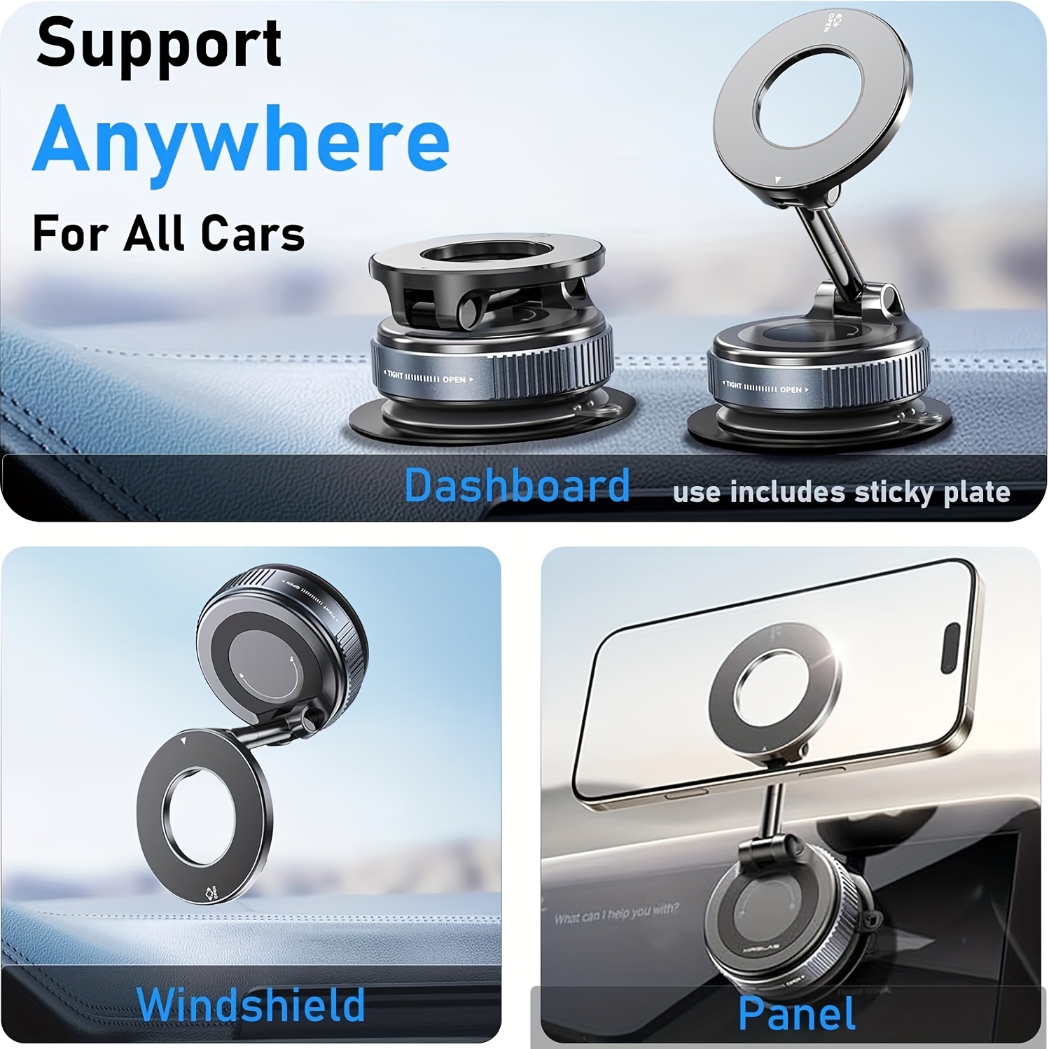 Practical A 360° Adjustable Magnetic Phone Holder, Suitable for Use on Car Dashboards, Compatible with Iphone 16/15/14/12 Series, Portable Foldable Car Phone Stand 17 A 360° Adjustable Magnetic Phone Holder, Suitable for Use on Car Dashboards, Compatible with Iphone 16/15/14/12 Series, Portable Foldable Car Phone Stand