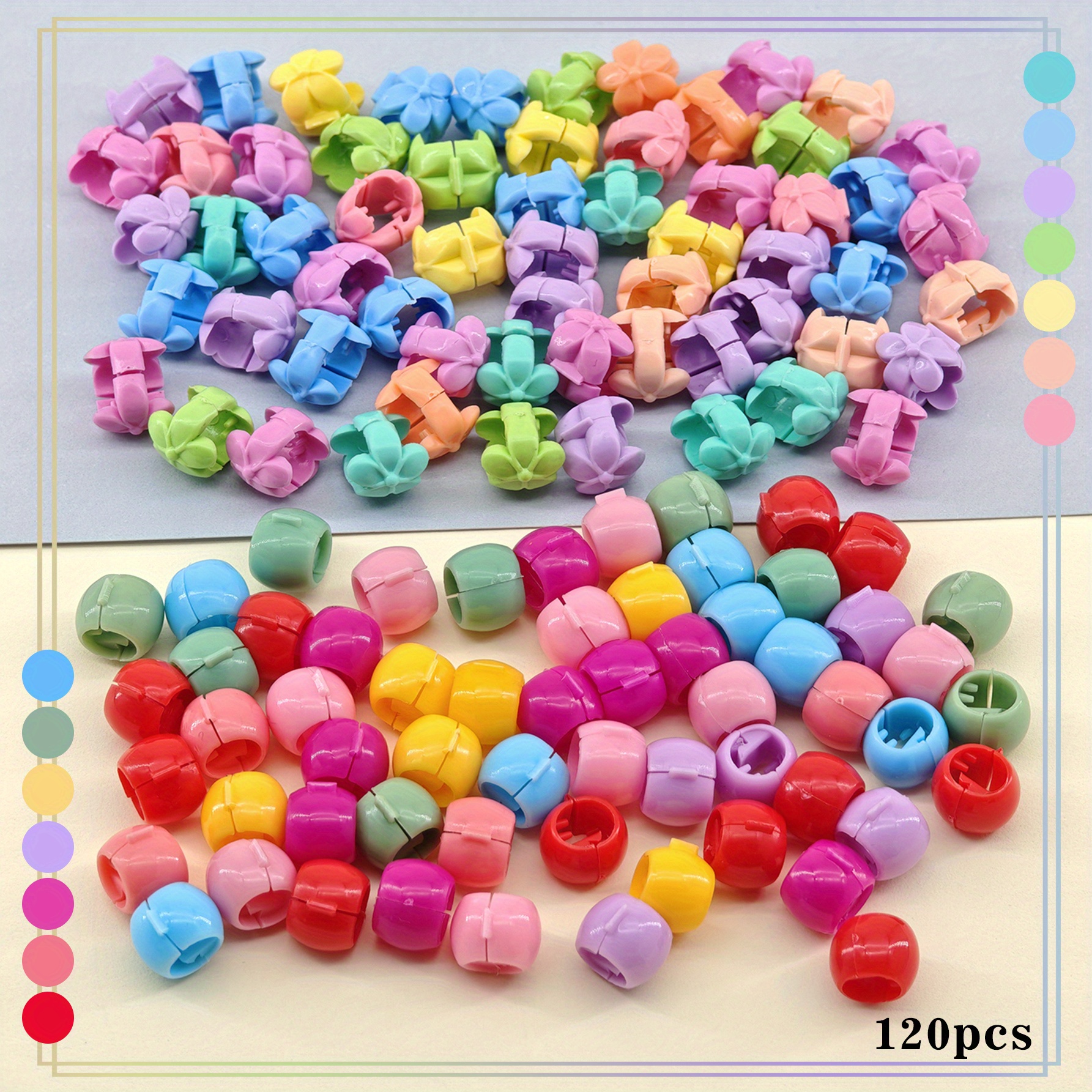 Image of 120pcs Hair Braids Beads Headwear Cute Plastic Hairpins Claw Clips For Women Hair Additions Loc Hair Jewelry For Braids For Women