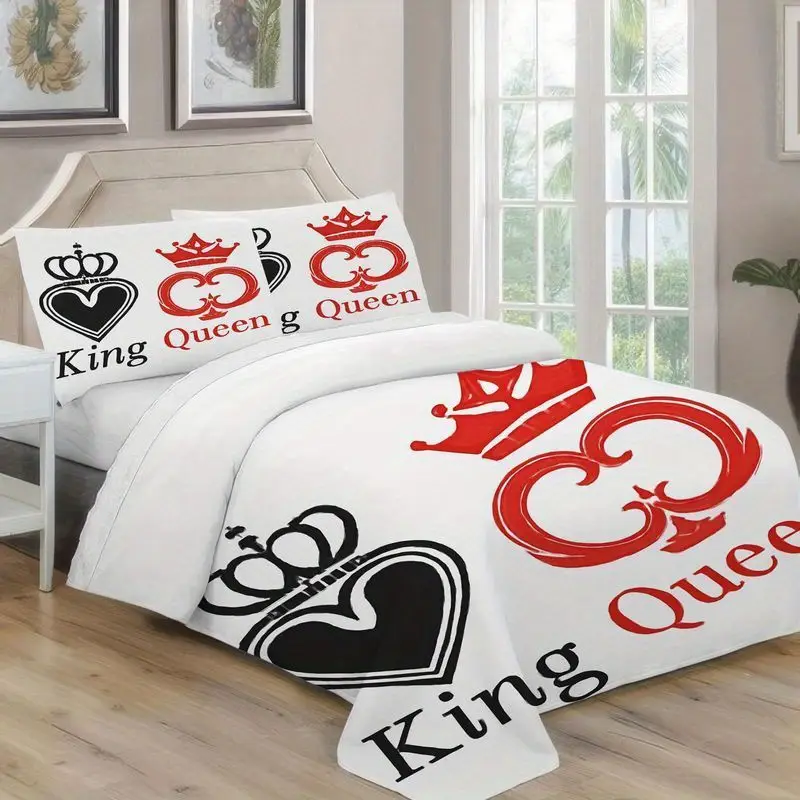 3pcs king queen couple bedding set white black pattern duvet cover pillowcase romantic wedding anniversary gift soft microfiber sheet bedroom decoration 1 duvet cover 2 pillowcases Product details 8