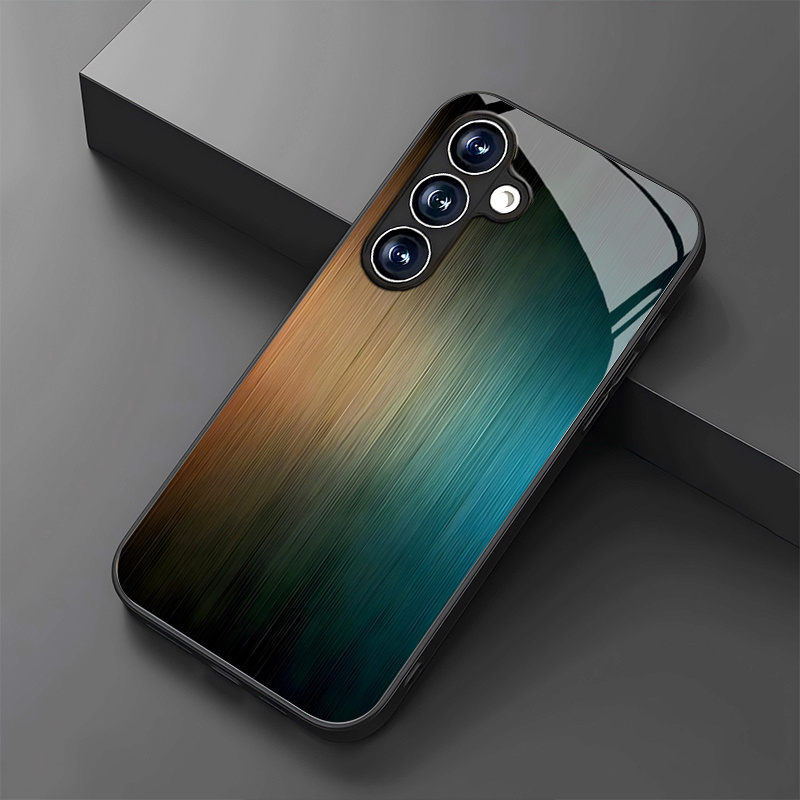 TEMU Handyhülle - Blau-Goldene Drahtzeichnung Einfaches Muster Glas Handyhülle Cover für Samsung Galaxy S26/S25/S25 Plus/S25 Ultra/S24/S24 FE/S24