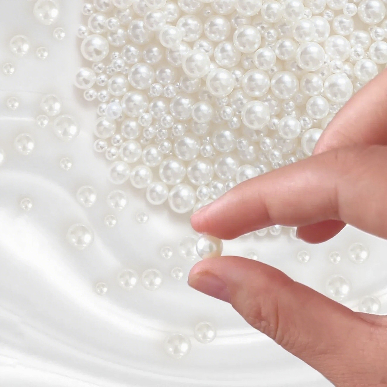 TEMU 715pcs Small High- Faux Pearl Beads - Bulk Plastic Vase Fillers, Pearls For Wedding, Christmas, Valentine's Day, Mother's Day Decor, Floral