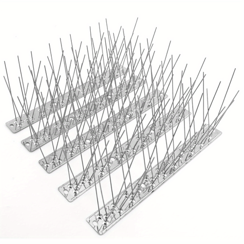 item picture 5pcs bird spikes suitable for pigeons small birds squirrels raccoons cats and crow defenders outdoor bird repellent spikes durable stainless steel for rail protection