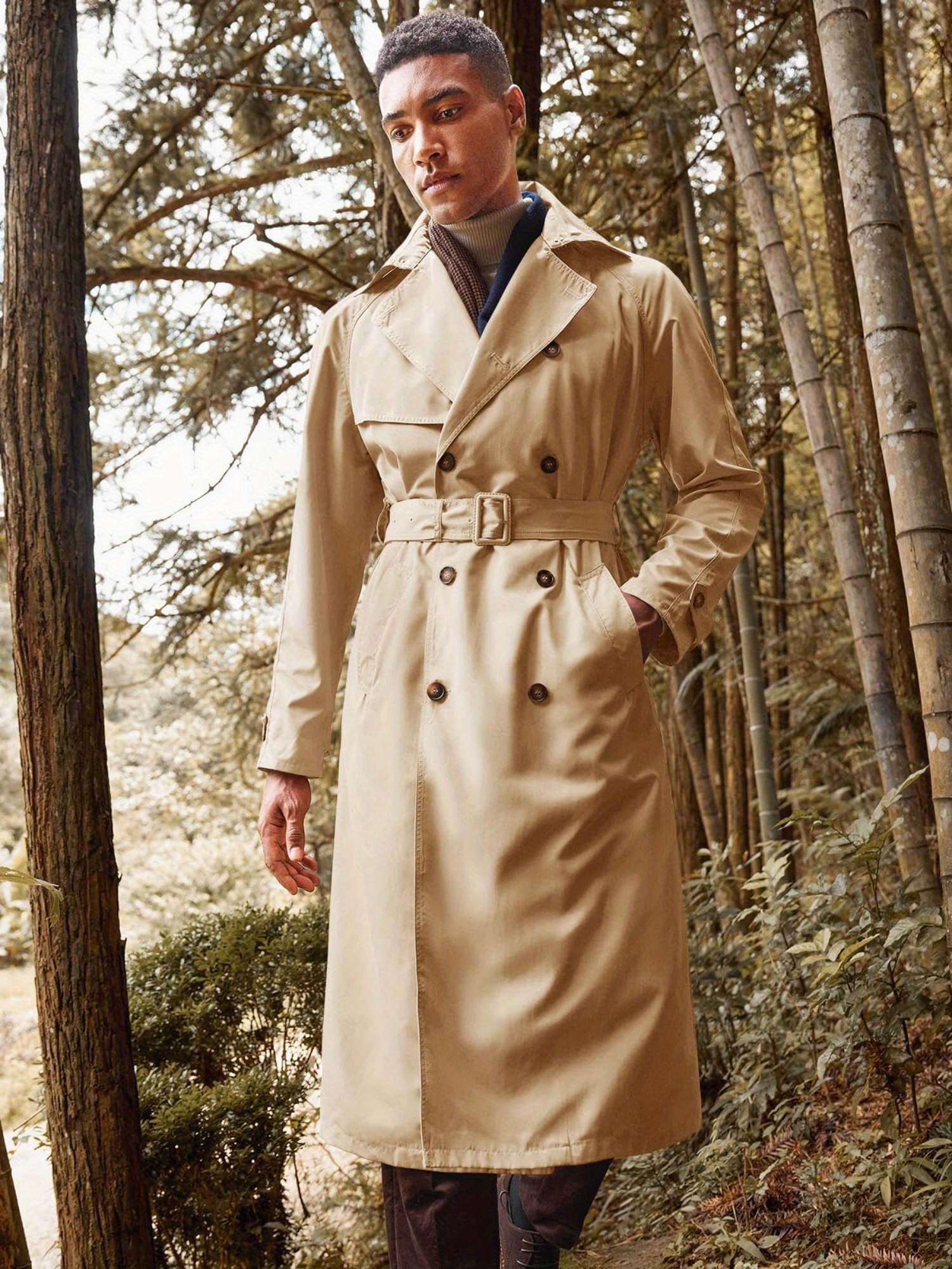 Long Jacket Mens Duster Coat Overcoat ICKER Mens Trench Coat