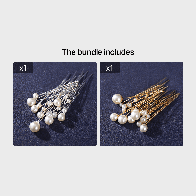 Random Size Pearl Fork Bridal Headpiece with U-Clip