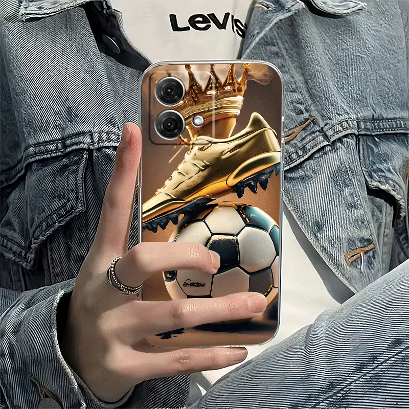 TEMU Crown Football Shoe Transparent Case - Luxury Soft Tpu Shockproof Phone Cover Compatible With Moto Edge /40/neo/, Moto G 5g (2023/2024), G Power