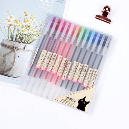 imagen del artículo paquete de 12 bolígrafos de tinta gel multicolor, bolígrafos de punta de 0.5 mm para suministros de papelería de , bolígrafos apilables/bolígrafos, para regalo de graduación