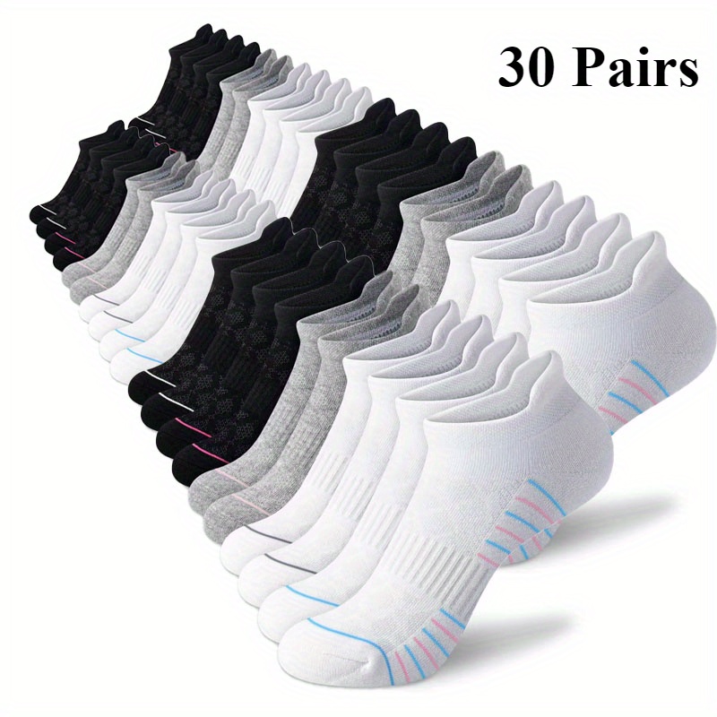 TEMU 10/ 20/ 30 Pairs Men's And Professional Sports Socks, Sweat Absorbing And Breathable Socks, Basketball Socks, Low Top Boat Socks