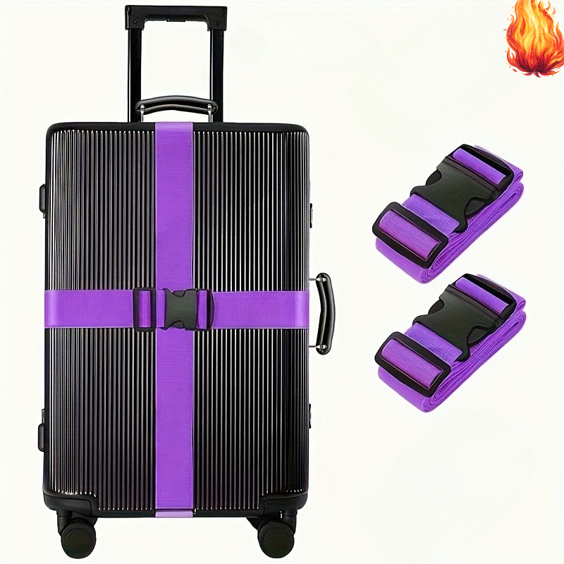 TEMU 2pcs Luggage Straps - Quick Release Anti-theft Suitcase Belts | Durable For Air Travel, Camping And Business Trips | Adjustable, Easy-clean And
