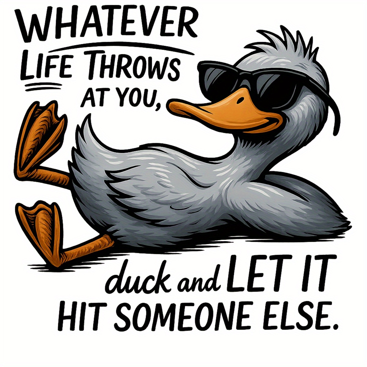 dtf heat transfer iron on sticker sarcastic duck with fashion glasses funny quote   throws at you duck and   hit     vinyl decal for t shirts bags hats humorous apparel gag gift decor mixed colors white bag decoration   design   decal tshirt decoration quirky artwork   print diy crafters 0