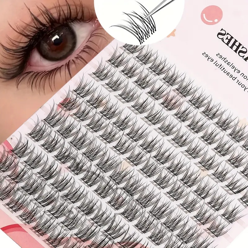 Easy-to-apply False Eyelash Set, Thick Cartoon Style With Look, Suitable For Beginners, Thick And Fluffy, Cross-style Realistic Bundles, Suitable For Beginners With Curved Design, Reusable