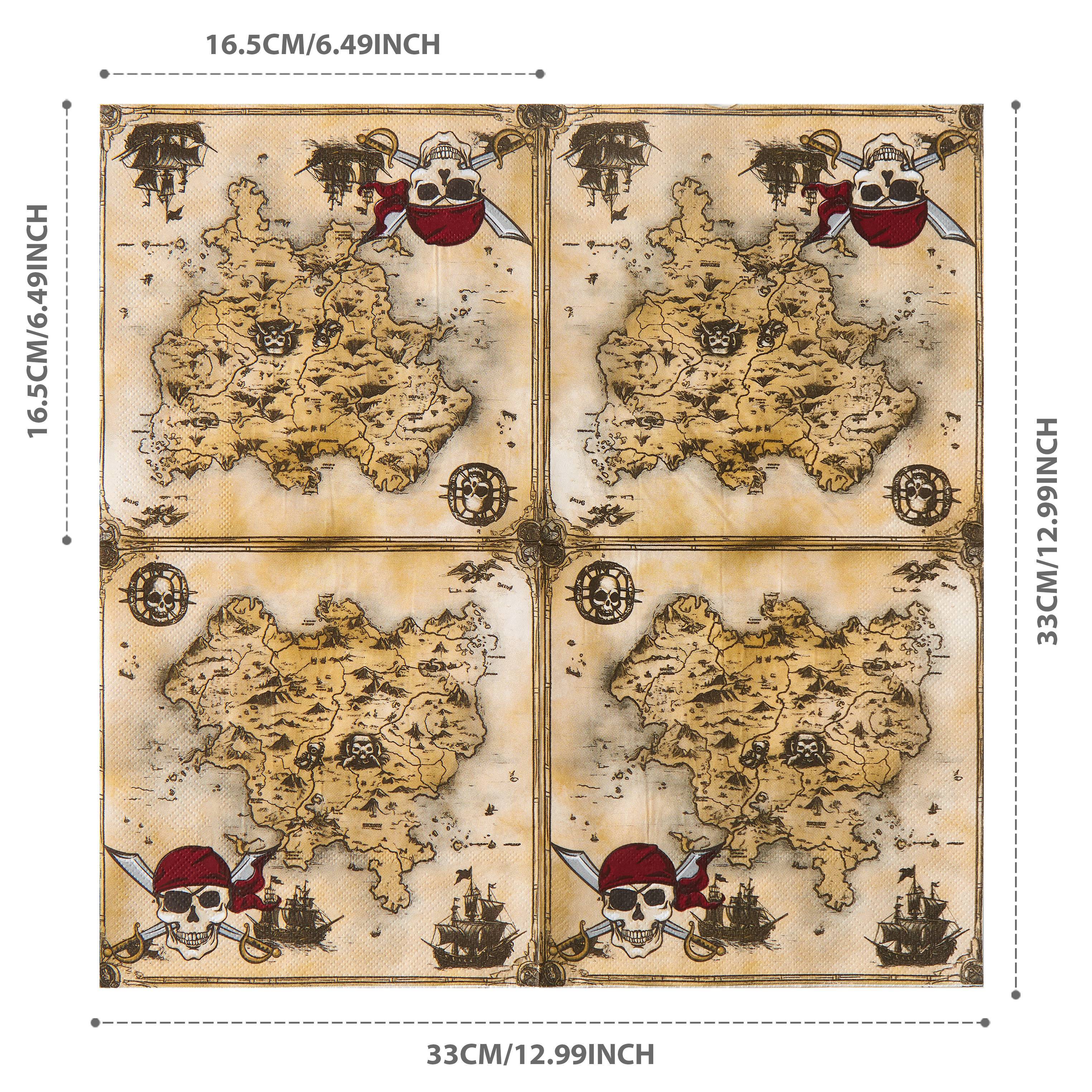 TEMU 25 unidades por paquete, servilletas desechables de 33*33 cm/13*13 pulgadas con un tema de piratas y barcos piratas en el , perfectas para