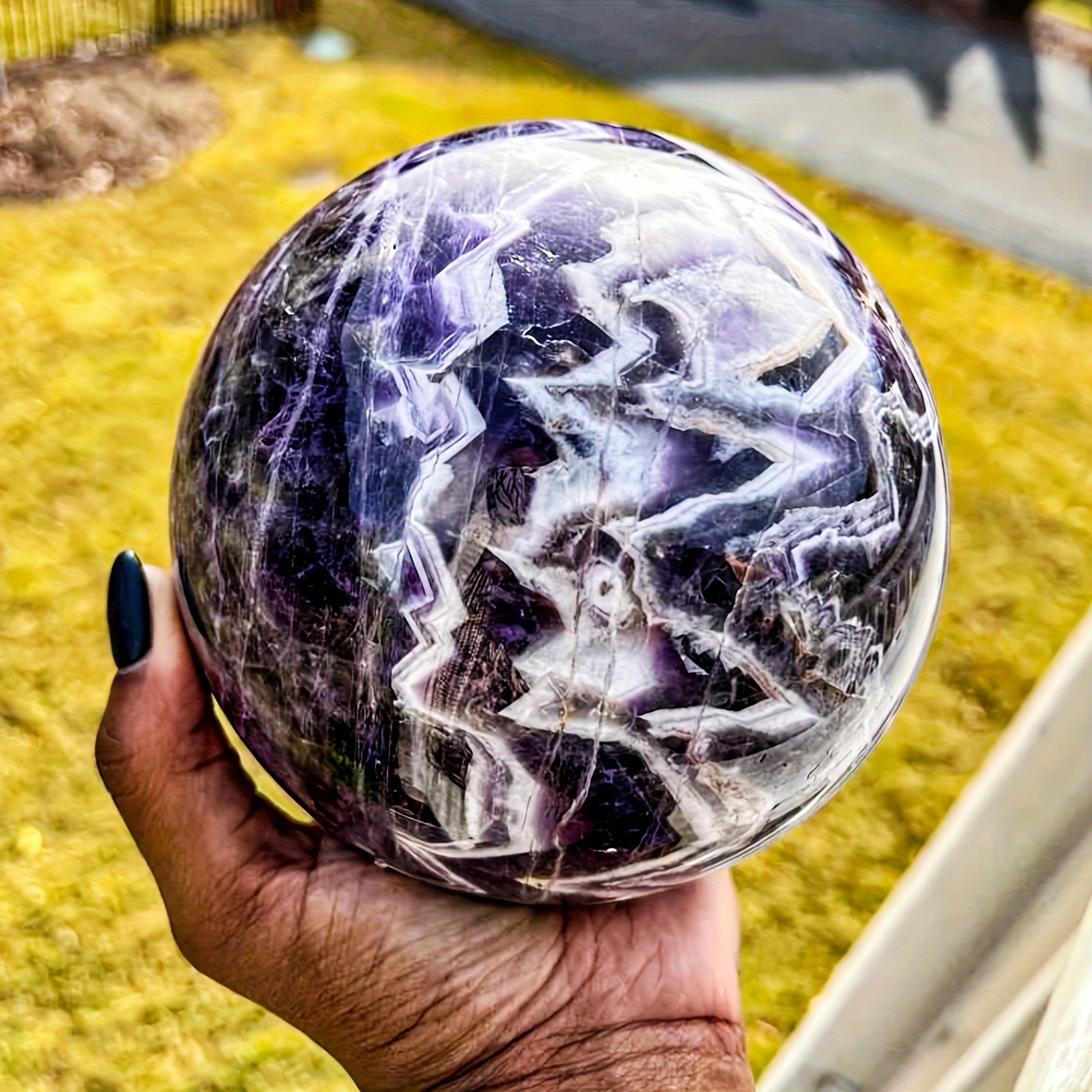 TEMU Oversized Natural Amethyst Sphere - A Orb With No Scent, Suitable For Decorating Offices And Homes