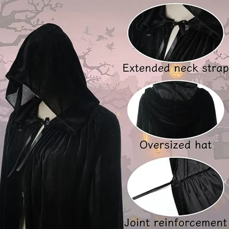Capa Larga De Satén Con Capucha - Unisex, Varios Colores Y Talles (110-170 Cm) - Para Halloween, Navidad, Cosplay Capa Larga De Satén Con Capucha - Unisex, Varios Colores Y Talles (110-170 Cm) - Para Halloween, Navidad, Cosplay