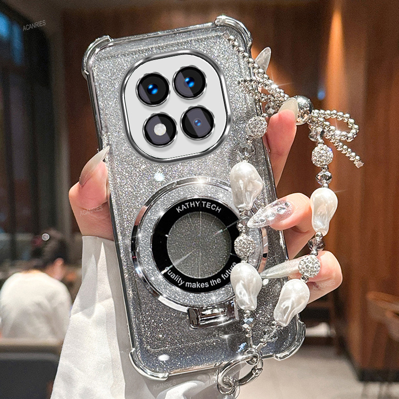 TEMU Phone Case: Note14 Pro 5g Luxury Plating Shockproof Thickening Glitter Card Phone Case For Xiaomi Redmi Note 14 Pro 5g With Sparkle Magnetic