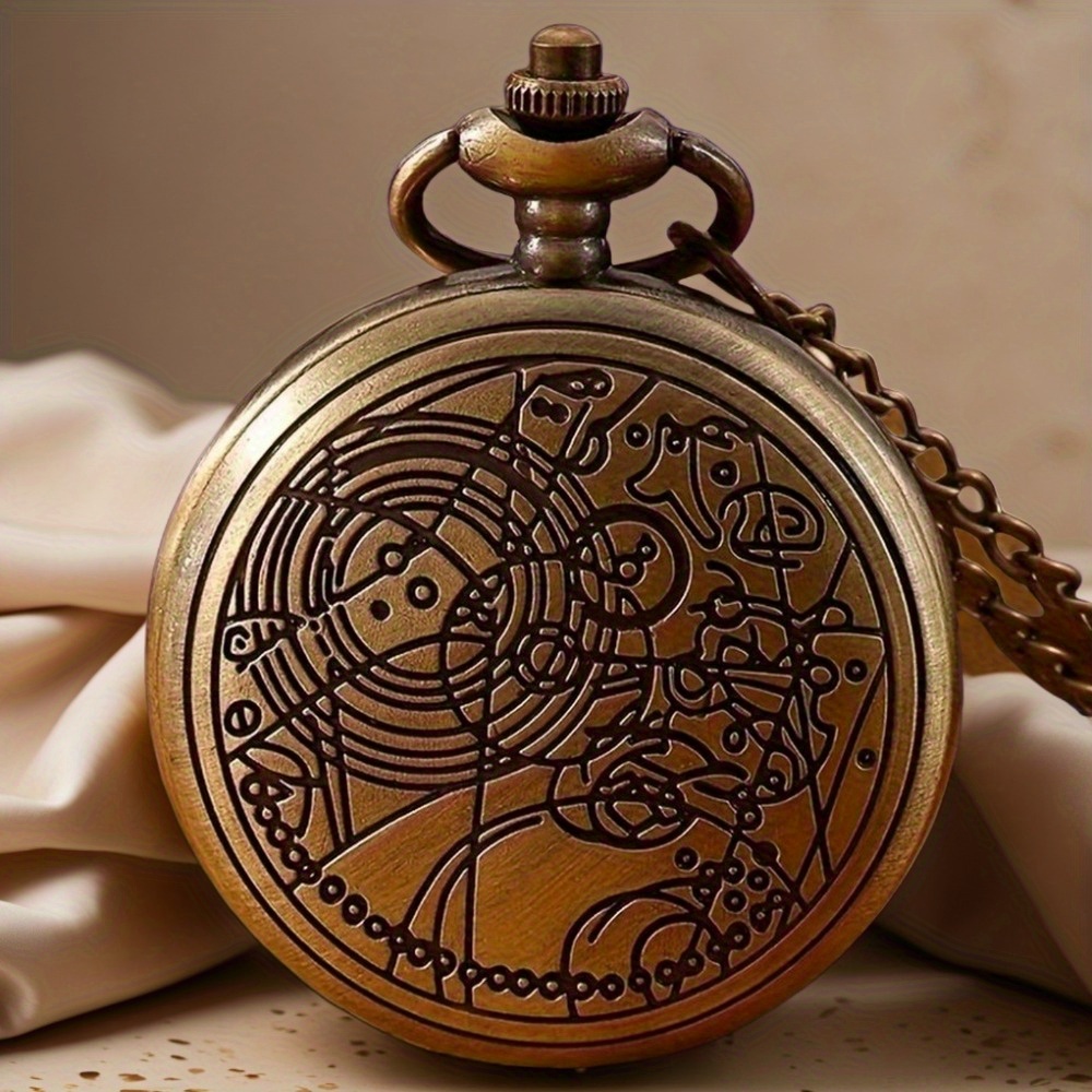 TEMU 1pc Clamshell Quartz Simulated Pocket Watch, With Different Styles And , A Unique Halloween Christmas Birthday Gift