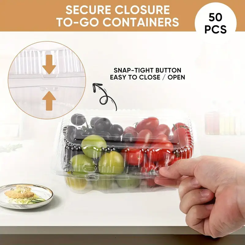 50pcs heavy-duty clear dessert boxes with flip-lid closure - stackable, commercial & use, ideal for, christmas gifts, parties, bakeries - transparent pastry packaging (50 count), party favor containers details 2