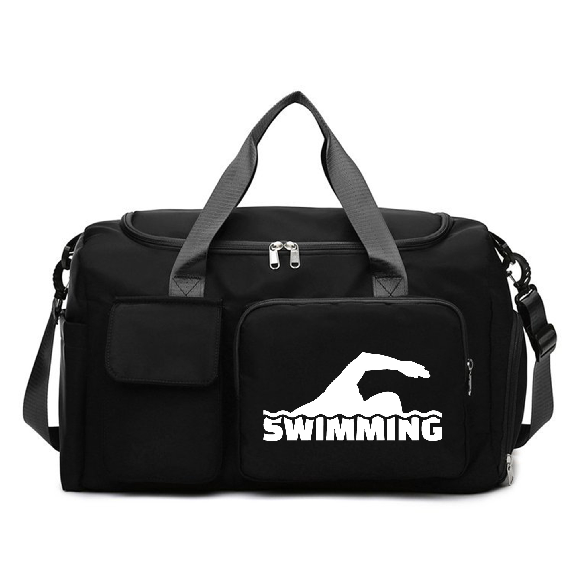 TEMU Fashionable Women's Handbag, Multi-functional Travel Bag With Swimming-themed Pattern, Large-capacity Lightweight Tote Featuring A Separate Shoe