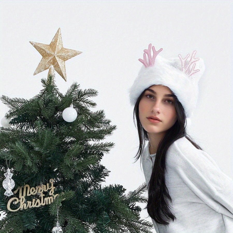 

A Variety Of Festive Hats For Women To Wear During The Christmas Season, Including A Plush Hat, A 3d Deer Ear Hat, A Knit Hat, A Hat, And A Warm Hat For The Fall And Winter Seasons.