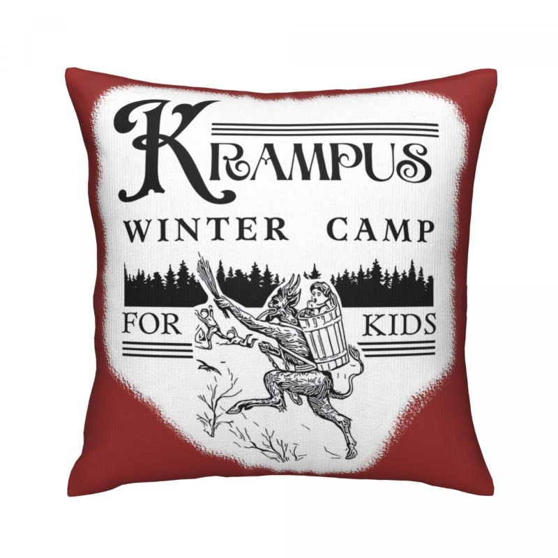 TEMU 1pc Winter Camp Vintage Throw Pillow Cover 45.72x45.72cm, 100% Polyester Non- Fabric, Festive Double-sided Print, Zippered Closure, Machine