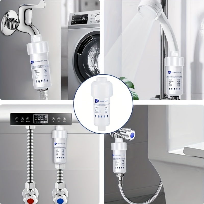 8 filtros para lavadora, filtro de sedimentos de alta eficiencia con 7 elementos filtrantes reemplazables, prefiltro para lavadora, grifo de ducha, calentador de agua y inodoro - Fácil instalación, filtro en línea para lavadora, purificador de agua doméstico