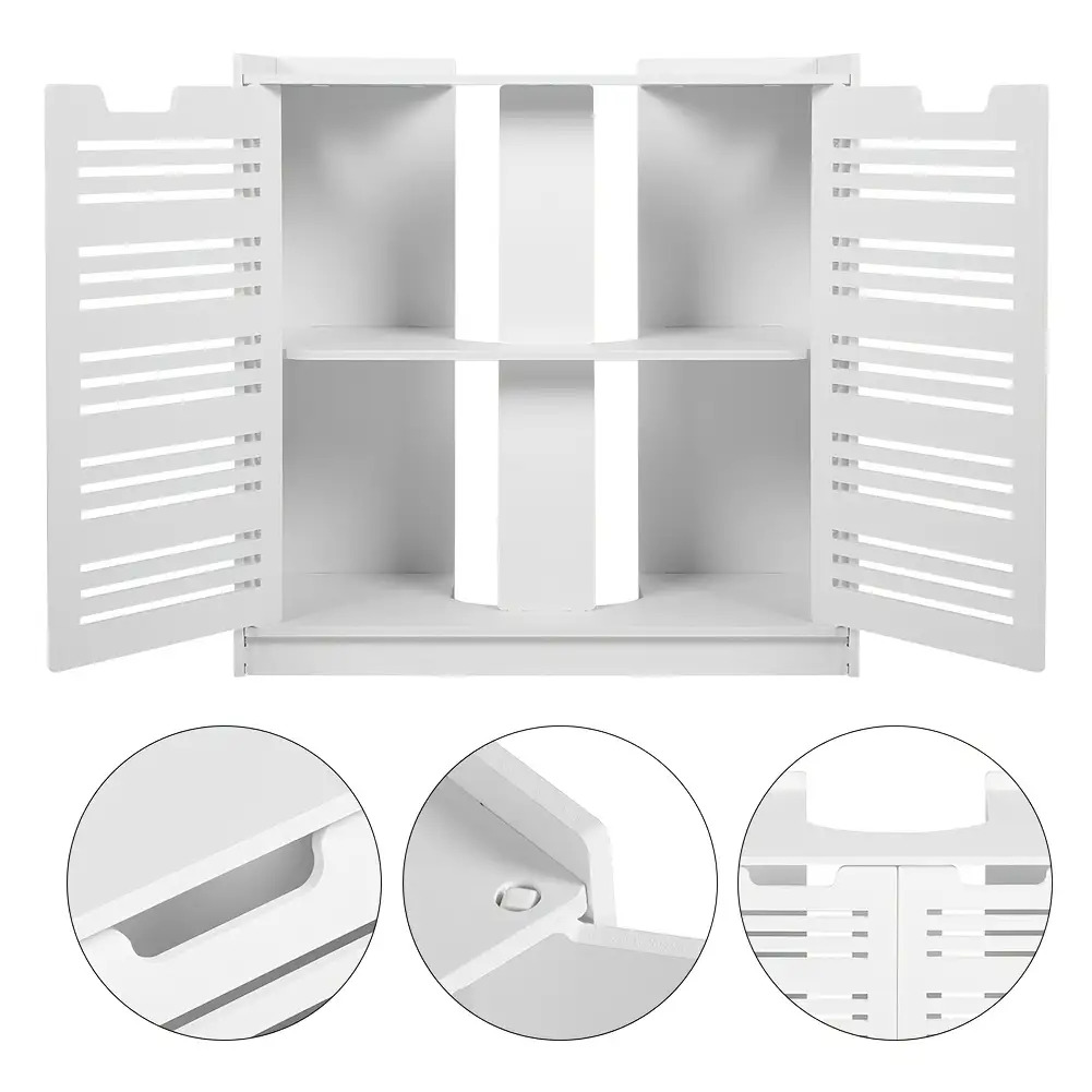 item picture 2026 winter christmas new year edition bathroom vanity under sink cabinet white freestanding makeup storage cabinet multi scene organizer for laundry room bathroom bedroom ideal for   organization