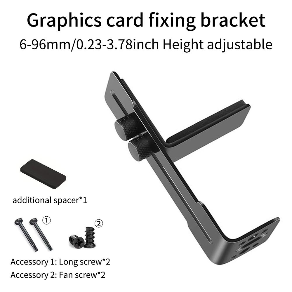 TEMU 4pcs Set(includes 1 Main Bracket   1 Spacer   2 Long Screws   2 Fan Screws) New L-shaped Graphics Card Bracket 6-96mm Height-adjustable Graphics