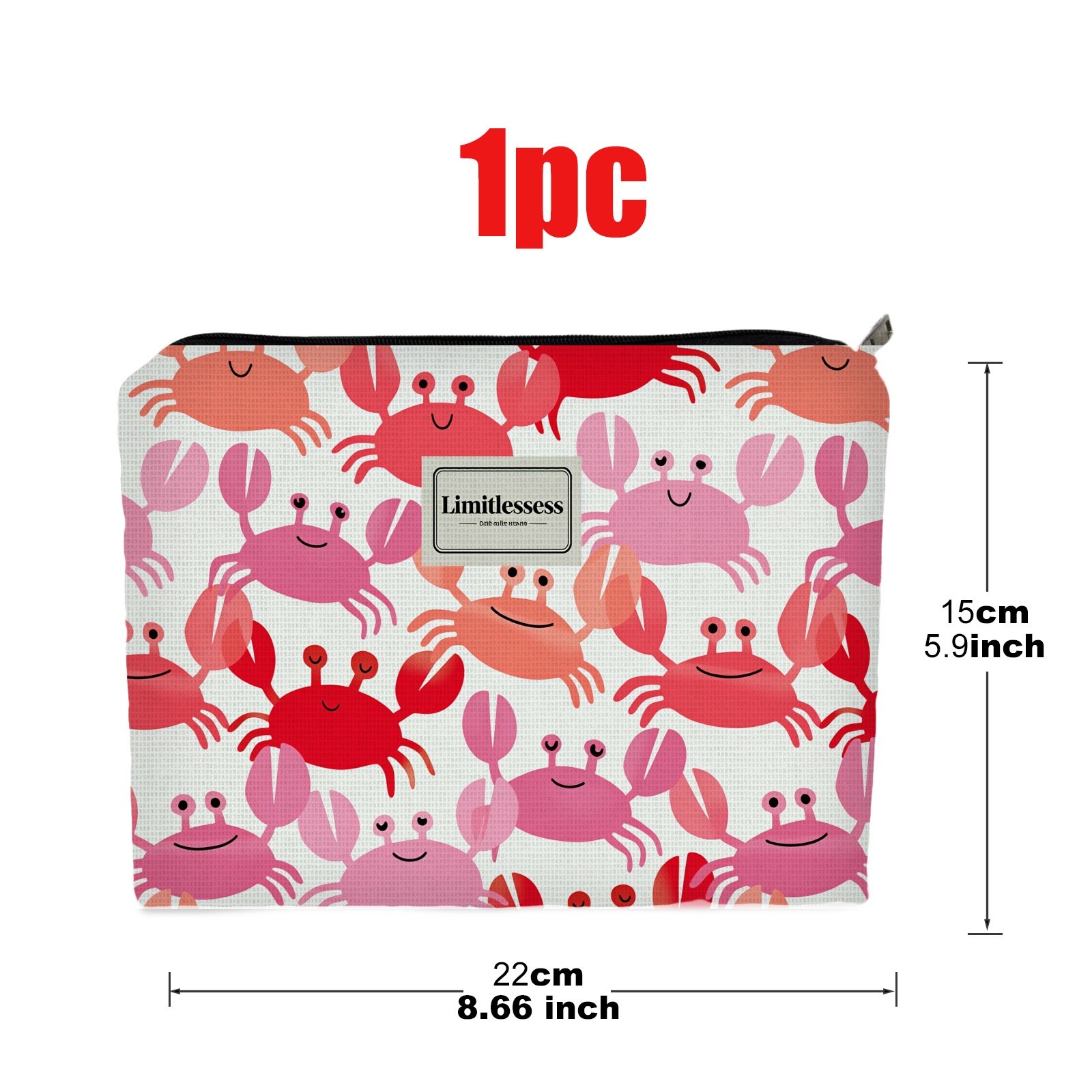 TEMU Neceser de Maquillaje de Cara de Poliéster, 5.9 X 8.66 Pulgadas, Lindo Bolso Cosmético con Estampado de y Rosa de Dibujos Animados, Organizador